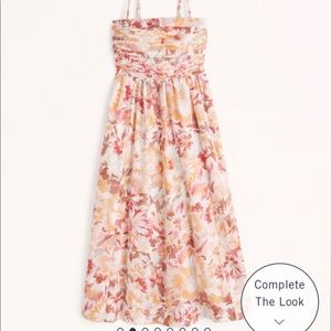 Abercrombie Poplin Strapless Ruched Bodice Midi Dress